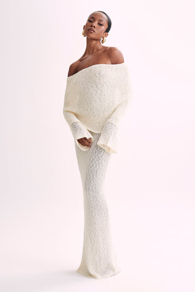 Isobel – Bouclé Off-Shoulder Dress