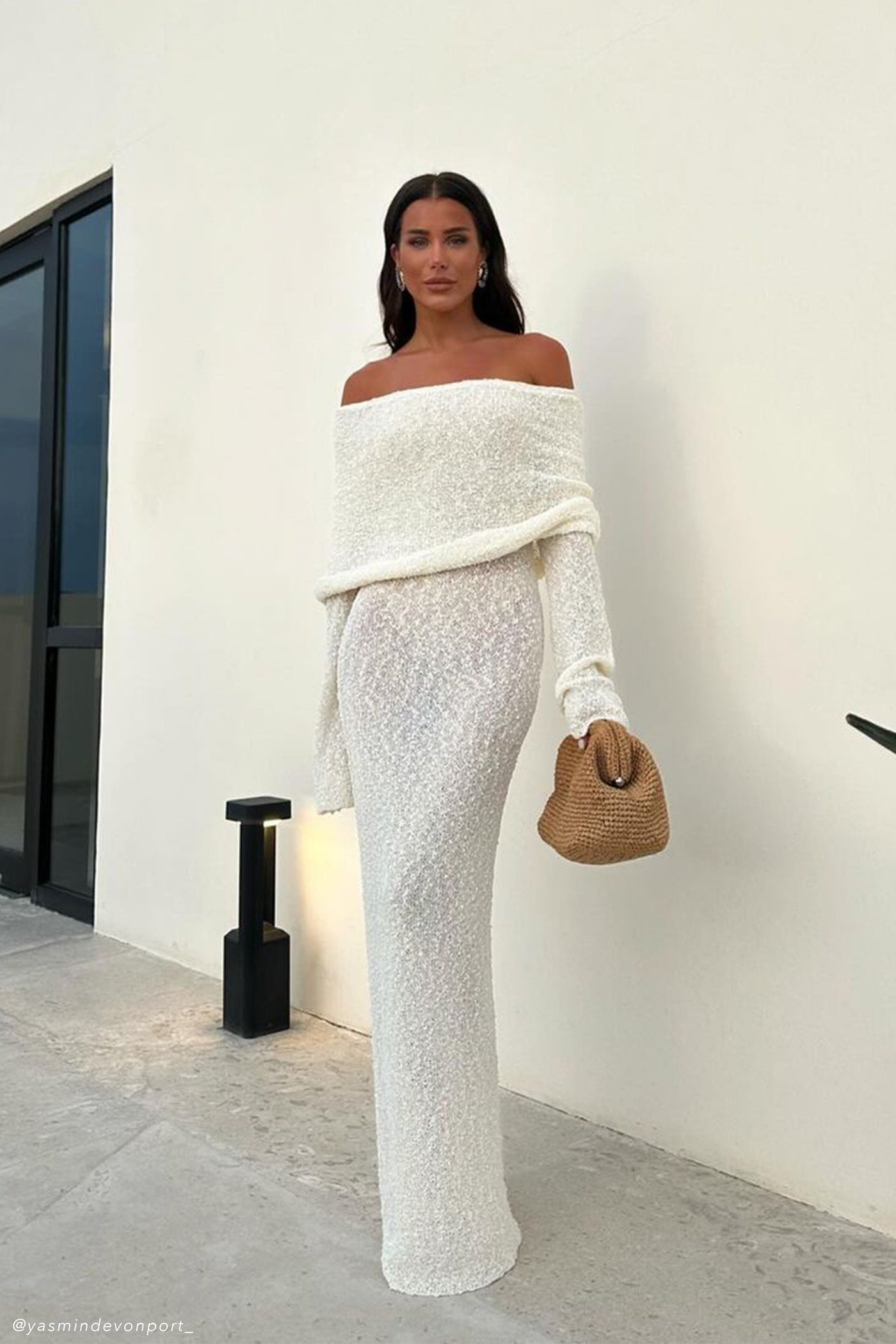 Isobel – Bouclé Off-Shoulder Dress