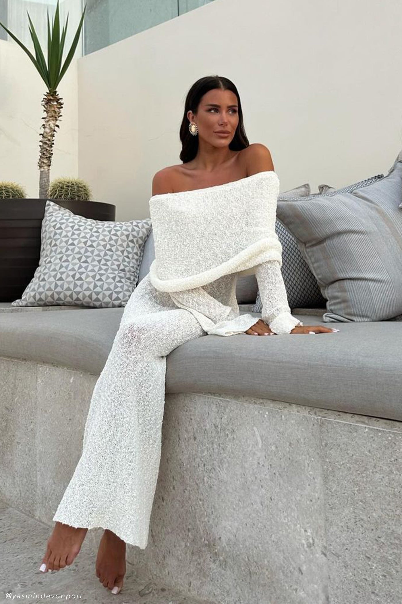 Isobel – Bouclé Off-Shoulder Dress